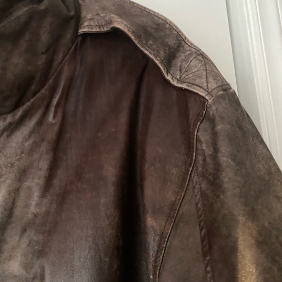 SOLD  Brown Leather Bomber Jacket - Picture 4 of 8